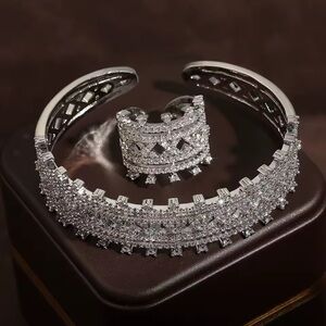 Elegant Silver Bracelet and Ring Set